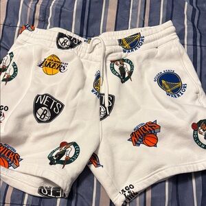 NBA Men's White and Blue Shorts